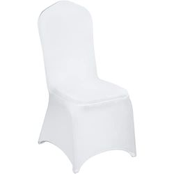 VEVOR 50pcs/100pcs/150pcs Chair Cover Wedding Spandex Flat Fronted Chair Covers Stretch Fabric Removable Washable Protective Wedding Chair Slipcovers for Banquets Ceremony (50pcs, White)