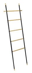 WENKO Escalera con Ganchos Loft de Estilo Industrial, con 5 peldaños de bambú con Certificado FSC®, Marco de Tubo de Acero, con 2 Ganchos para Accesorios, 43,5 x 162 x 2 cm, Color Negro y Natural