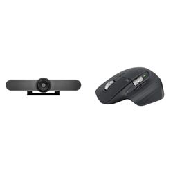 Logitech MeetUp Video Conferencing System, Ultra HD 4K/1080p/720p, 3 Microphones/Adjustable Speakers & MX Master 3S - Wireless Performance Mouse with Ultra-Fast Scrolling, Ergonomic, 8K DPI