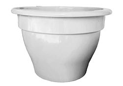 VASO BIANCO IN CERAMICA DIPINTO A MANO PER PIANTE ULIVO CYCAS LIMONI, DIAMETRO CM. 31, ALTEZZA CM. 24 FIORIERA MADE IN ITALY
