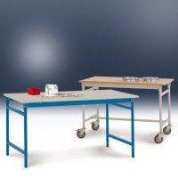 Manuflex BB4017.7035 mobiele werktafel 1000 x 600 x 850 mm kunststof plaat lichtgrijs RAL7035 lichtgrijs