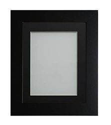 Frame Company Watson Matte Black Picture Photo Frame fitted with Perspex, 9x7 inch with Black Mount for image size 7x5 inch