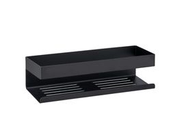 Wenko Turbo-Loc Genova 25557100 - Estante de Pared para baño (30 x 8 x 10,5 cm, Acero Inoxidable Lacado Mate, para Fijar sin taladrar, Sistema de Almohadilla Adhesiva, 30 x 8 x 10,5 cm), Color Negro