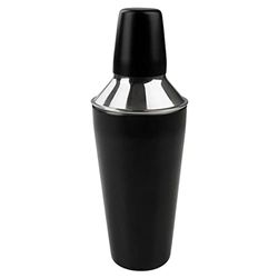 Fackelmann 49766 Shaker zwart roestvrij staal, cocktailmixer, roestvrij staal, 750 ml, zwart, zilver, roestvrij staal, 26 x 9 cm