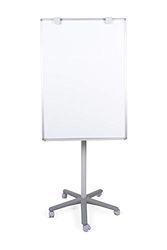Boardsplus Lavagna Portoblocco Mobile Grigia Con Lavagna Magnetica E Cornice in Aluminio Anodizzato Grigia, Base Portatile Con 5 Rotelle Bloccabile, Dimensione Lavagna Euro - 700 x 1000 mm
