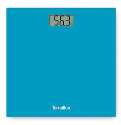 TERRAILLON Elektronische personenweegschaal – ultraplat, automatische start/stop, groot lcd-display, 150 kg – TX1500, blauw