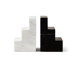 Printworks Boeksteun Stair Cube uit marmer (set van 2) in zwart-wit, 9 x 6 x 9 cm, PW00548