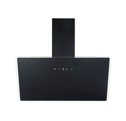 Respekta Hotte aspirante sans hotte/Hotte inclinée 90 cm/Boîtier métallique avec écran en verre noir/Fonction évacuation et recyclage de l'air / CH112090S / A++ / 39 – 61 dB