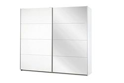 Packs Rauch Caracas Armoire 2 portes Blanc Alpin avec miroir, 4 étagères, 2 tringles à vêtements, 1 barre à crochets, 226 x 210 x 62 cm