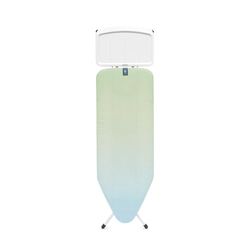 Brabantia Ironing Board C, 124x45cm - Soothing Sea | 100% Fairtrade Cotton | For Steam Generator Irons | Large Metal Steam Unit Holder | Stable & Large Ironing Board | Foldable with Adjustable Height