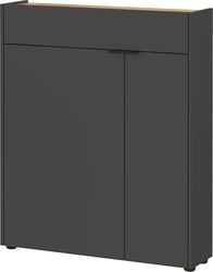 Germania Armoire à Chaussures 1319-549 GW-Ameca, en Graphite/chêne de Navarra repro., avec Amortisseur de Porte, 83 x 99 x 22 cm (LxHxP)
