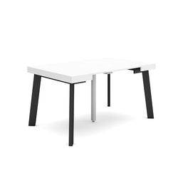 Skraut Home Uittrekbare consoletafel, eettafel, 140 cm, voor 6 personen, houten poten, moderne stijl, wit
