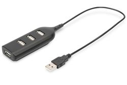 Concentrateur USB DIGITUS - 4 ports - USB 2.0 haut débit - 480 MBit/s - Alimentation USB - Noir