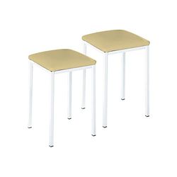 ASTIMESA Twee krukken voor de keuken, vierkant, kunstleer, beige