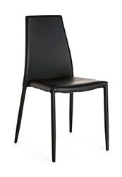 Oresteluchetta Juego de 4 sillas Buffalo Black aleado PU Leather Aleación de Acero, Negro, L43 P50 H87