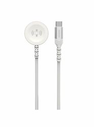 Swissten 1,2 m gevlochten USB-C-kabel - voor het magnetisch opladen van Apple Watch - wit
