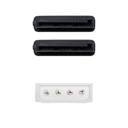Cable SATA de alimentación 5.25" (Molex 4pin) a 2xSATA/H, longitud de 20 cm, ideal para conectar dispositivos SATA a fuentes de alimentación.