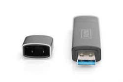 DIGITUS Dual Card Reader with Hub - USB-A & USB-C - SD & Micro-SD Card Reader - USB 3.0 Hub 1 Port - Grey