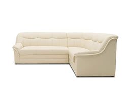 DOMO. collection Divano angolare Berlino, senza tempo in pelle, con funzione di sonno e imbottitura a molla, divano a forma di L, in similpelle, 205 x 250 x 89 cm, beige (crema)