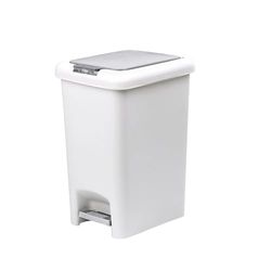 Casa & Casa Fairmont Pedal Bin, Modern and Stylish Trash Can, 30L Bin for Kitchen, Bathroom, Bedroom, Office, Anti-Fingerprint Outer Finish, Durable Plastic Rubbish Bin, Rectangular Waste Bin, White