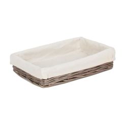 Medium Lined Antique Wash Straight Sided Wicker Tray