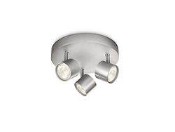 Philips myLiving Star Barra de holofotes, LED, 3 luzes, alumínio, luz branca quente, 3 W, cinzento