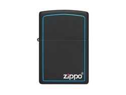 Zippo Windproof Lighter - Classic Black & Blue - Black Matte, Colour Image - Refillable for Lifetime Use - Adjustable Flame - Gift Box - Metal - Made in USA