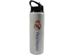 Hy-Pro Bouteille en aluminium sous licence officielle Real Madrid CF – 750 ml, paille pliable intégrée, étanche, légère, excellente idée cadeau de football