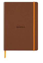 RHODIA 117477C - Carnet Souple Cuivre - A5 - Pointillés Dot - 160 pages - Papier Clairefontaine Ivoire 90 g/m - Marque-Page, Fermeture Élastique - Couverture Simili Cuir-Collection Rhodiarama