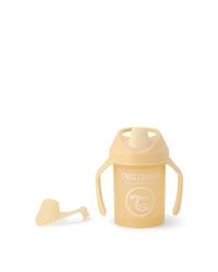 Twistshake Mini Cup with Leak Proof Soft Drinking Spout 230ml, Spill Free Trainning Sippy Bottle with Fruit Mixer and Silicone Seal for Toddlers and Babies, 4+ Months, BPA Free, Caramel Beige