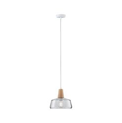 Paulmann 79744 Neordic Yva Pendant luminaire max. 1x20W Pendant lamp for E27 Lamps Ceiling lamp Clear/Wood 230V Glass/Wood Without lamp