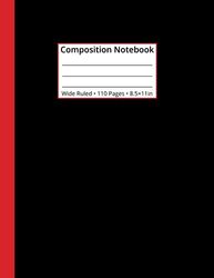 Composition Notebook: black color background - 110 Wide ruled pages