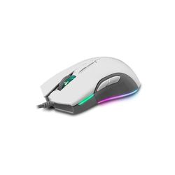 Newskill Eos Ivory Gaming-muis met kabel, aanpasbare RGB-verlichting, optische sensor, 16000 dpi instelbaar, 7 programmeerbare toetsen, rubberen zijhandgrepen, PC/Mac, wit