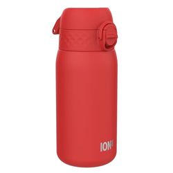 Ion8 Gourde Enfant, Inox 400ml, Anti-Fuite, Facile à Ouvrir, Verrouillage Sécurisé, Lavable au Lave-Vaisselle, Poignée de Transport, Facile à Nettoyer, Durable, Acier Inoxydable, Rouge