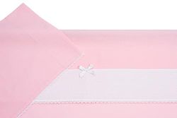 Filet - Beddengoedset voor kinderwagen, 3-delig, effen, roze, 1 hoeslaken, 1 laken met band van Aida-stof voor borduurwerk, 1 kussensloop, gemaakt in Italië, roze
