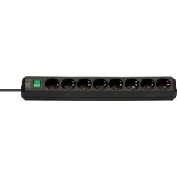 Brennenstuhl Eco-Line Extensão de tomadas com 8 tomadas (extensão elétrica com proteção de contacto aumentada, interruptor e cabo de 3 m) preto