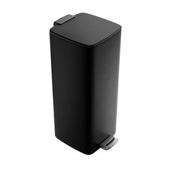 Amig - Poubelle à pédale 30 litres Mod. Artvin - Couleur noire - Ouverture hygiénique sans contact - 27 x 36 x 65 cm - Acier inoxydable laqué - Poubelle de cuisine avec couvercle hermétique