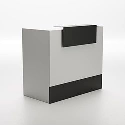 OFITURIA Mesa Mostrador Recepción, Mostrador para Tienda, Oficina, Peluquería, Negocio, etc. Mueble Escritorio para Recepción, Diferentes Tamaños, Color Gris + Grafito (1200mm)