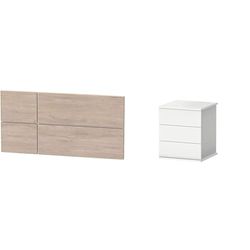 MUEBLES PITARCH Elsa Cabecero, Roble Aurora, 100 cm Elsa Mesita, Blanco, 48.5 x 41 x 40 cm