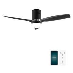 Cecotec Ventilateur De Plafond Avec Lumière EnergySilence Aero 5285 Sun BlackTransparent Connected. 40 W, Diamètre 132 cm, LED 18 W et Télécommande, Minuterie et 6 Vitesses, Été/Hiver,