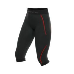 Dainese - Thermo Pants Wmn 3/4,Pantalones Térmicos de Esquí, Mallas Transpirables y Aislantes,Negro/Rojo,Mujer