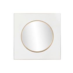 Home ESPRIT Wall Mirror White Gold Iron Mirror 100 x 4 x 100 cm