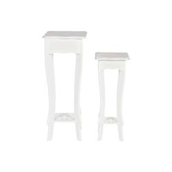 Home ESPRIT Juego de 2 mesas Blanco Madera MDF 30 x 30 x 76,5 cm