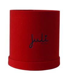 Juli Flowers Round Box Medium Velvet | Red