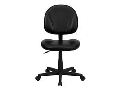 Flash Furniture Ronald - Cadeira de escritório ergonómica giratória da LeatherSoft com encosto médio e ajuste de profundidade