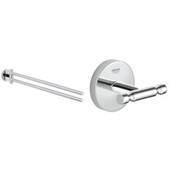 Grohe Porta Salviette Essentials Cromo 40371001 & Gancio Baucosmopolitan Neutral, Cromo, 40461001