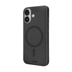 SBS Istinct Mag MagSafe-fodral för iPhone 16 - mjuk yta som känns mjuk vid beröring och mikrofiber interiör, kameraskydd och tangentskydd, TPU-material, svart