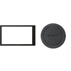 Sony PCKLM17.SYH Proteggi Schermo Semi Rigido per LCD, Nero/Antracite & ALC-B1EM Copriobiettivo per Corpo Fotocamera, Nero