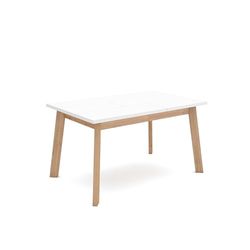 Skraut Home | Table à Manger | Meuble Salle à Manger | 140 | pour 6 Personnes | Pieds en Bois | Style Moderne | Blanc
