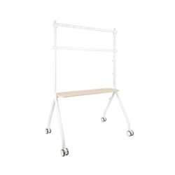 Soporte de Suelo - Soporte con Ruedas para Pantallas de 49" a 80", en Color Blanco y Haya, diseño Funcional y Resistente.